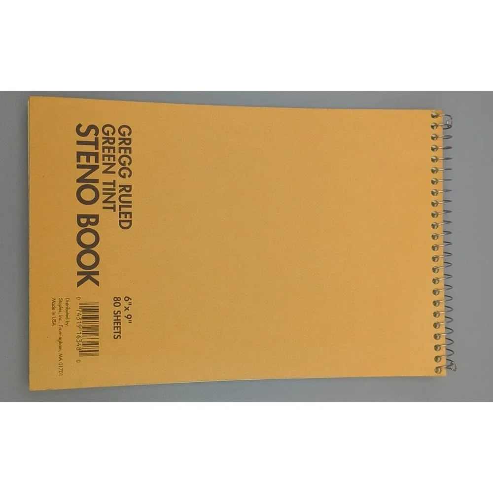 Staples Steno Book Gregg Ruled 6 x 9 inch Green Tint 80 Sheets Tan‎ Covers